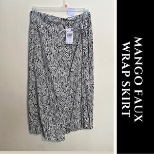 Mango Animal Print Faux Wrap Skirt